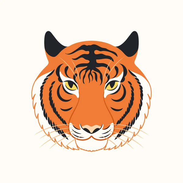 Rosto de tigre, desenhado à mão isolado em branco — Vetor de Stock