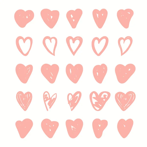 Collection of hearts doodles, sketches, isolated — Stockový vektor