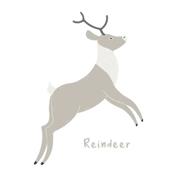 Mignon renne dessin animé, isolé sur blanc — Image vectorielle