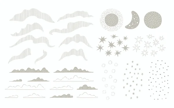 Celestial, coleção de elementos minimalistas meteorológicos Ilustração De Bancos De Imagens