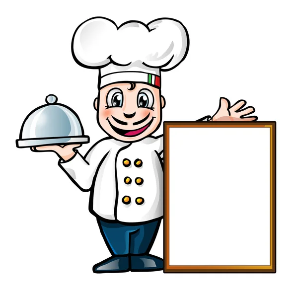 Chef italiano com sinal — Vetor de Stock