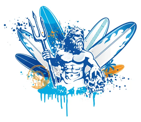 Poseidon surfer — Stockvector