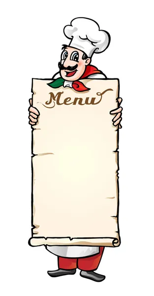 Chef con menú — Vector de stock