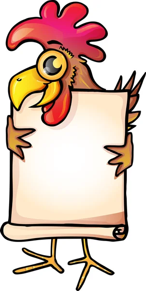 Pollo con pancarta — Vector de stock