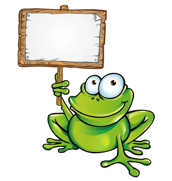 Frog with signboard — Stock Vector