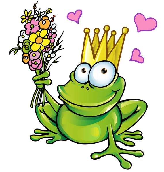 Frog with bouquet — Stock Vector