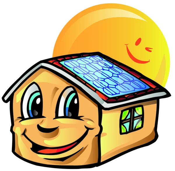 与太阳的房子卡通 — 图库矢量图片