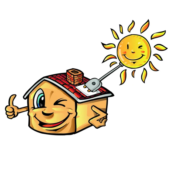 Solar house cartoon — Stockvector