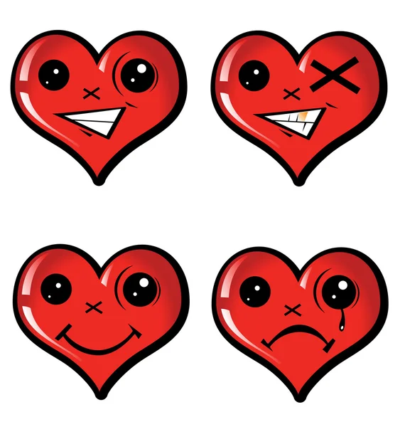 Set emotional hearts — Stock Vector