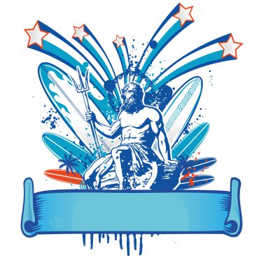 Poseidon sörfçü ile bayrak
