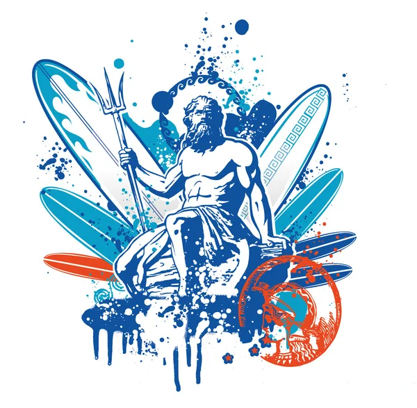 Poseidon-Surfer — Stockvektor