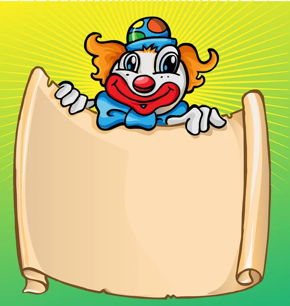 Clown with banner — Stock Vector