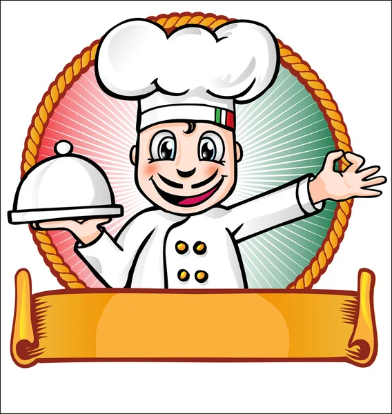 Chef com prato —  Vetores de Stock
