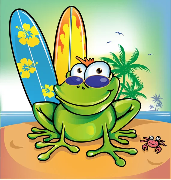 행복 한 여름 개구리 — 스톡 벡터