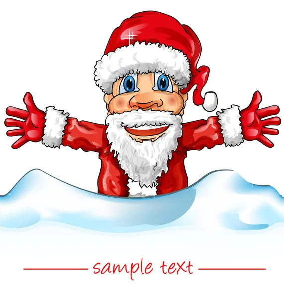 Santa claus met sneeuw achtergrond — Stockvector