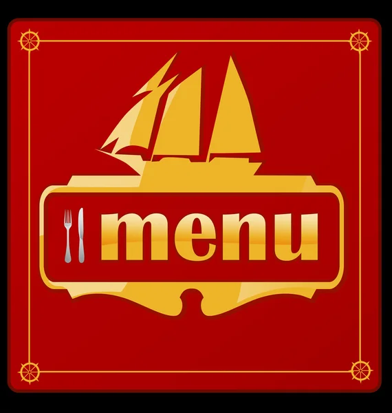 Menu navio vela — Vetor de Stock