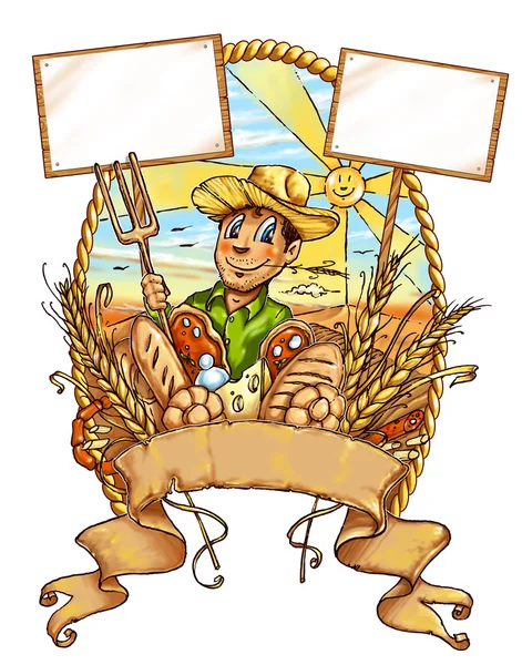 Çiftçi karikatür — Stok fotoğraf