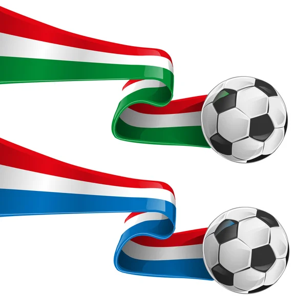 Italia e Francia bandiera con pallone da calcio — Vettoriale Stock