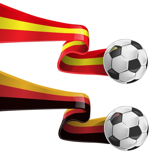 Spanje en Duitsland vlag met voetbal — Stockvector