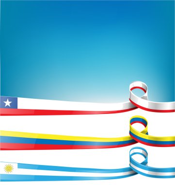 Chilean,uruguayan and colombian flag clipart