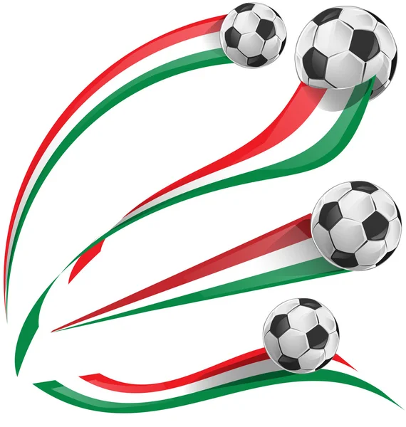 Italiaanse vlag instellen met voetbal — Stockvector