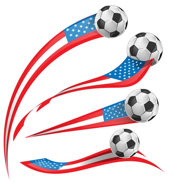 USA vlag ingesteld whit voetbal — Stockvector