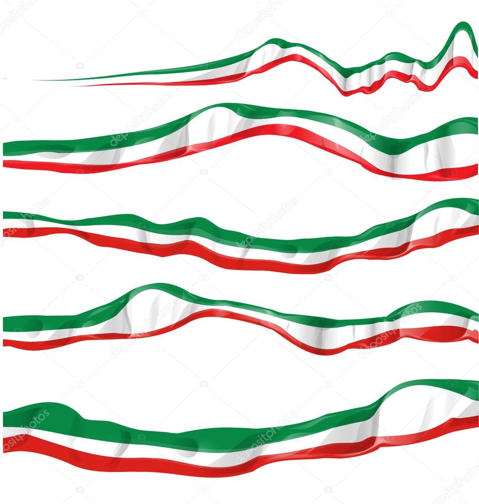 Italian flag set isolated