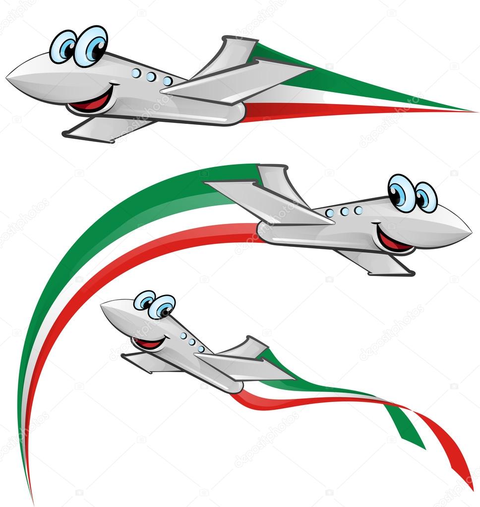 Airoplane cartoon. with italian flag
