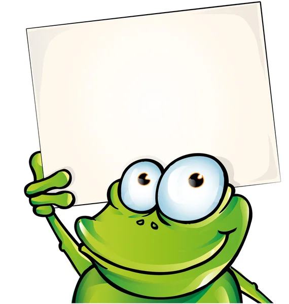 Lustiger Frosch mit Schild — Stockvektor