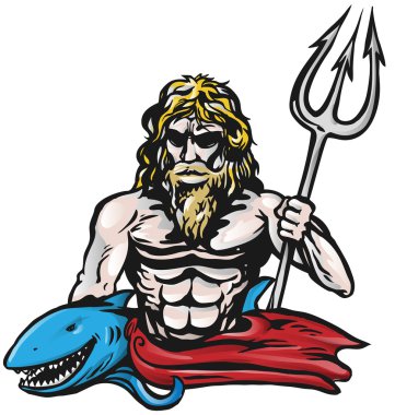 Poseidon üzerinde beyaz izole