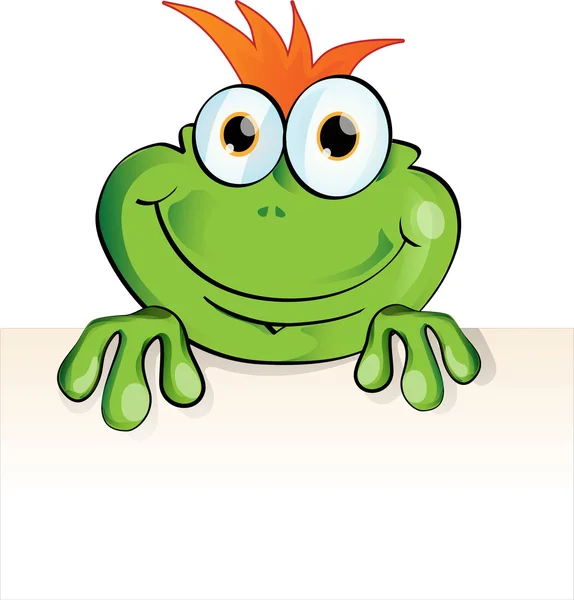 Funny frog with signboard — Stock Vector