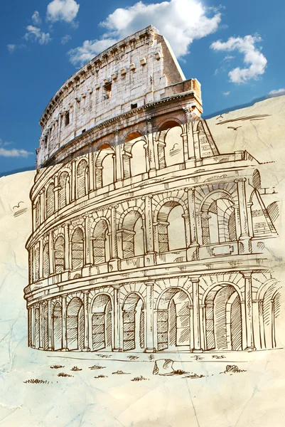 Colosseum mão desenhar — Fotografia de Stock