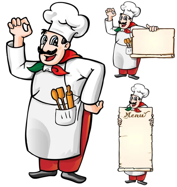 Italian chef set isolated — Stock Vector