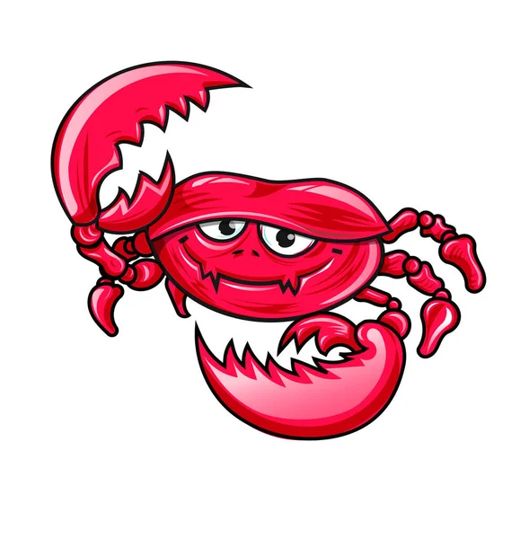 Cartoon Smiling Crab Isolated White Background — Stockvector