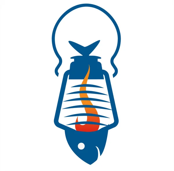 Fish Icon Logo Lantern Vector — Stockvector