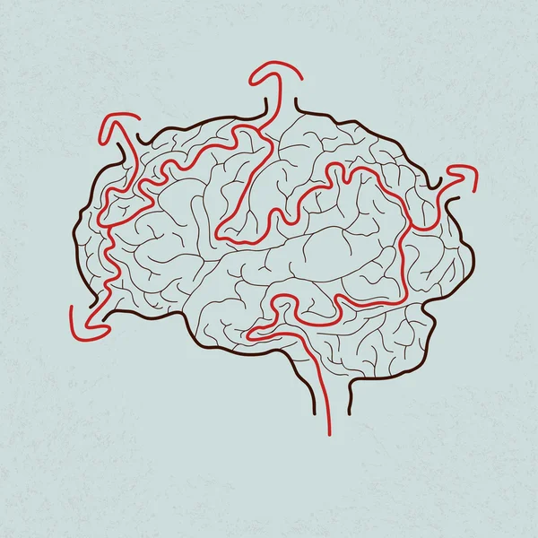 Laberinto cerebral con el camino correcto — Vector de stock