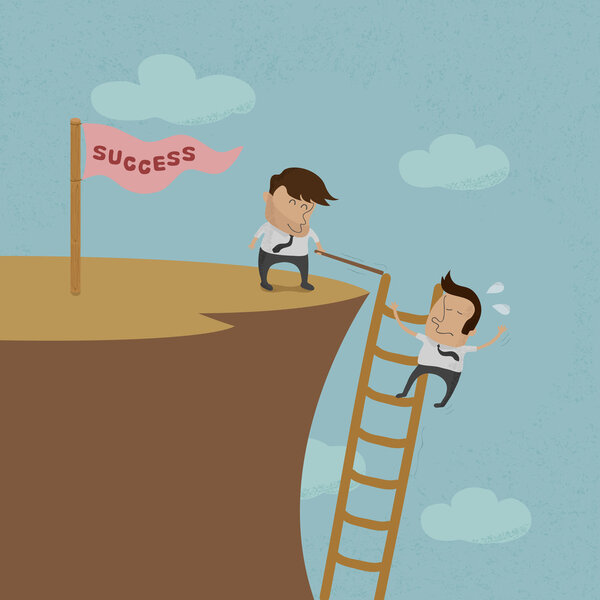 Делового человека толкают
