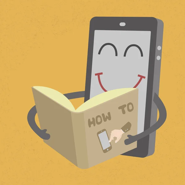Smartphone číst knihu — Stockový vektor