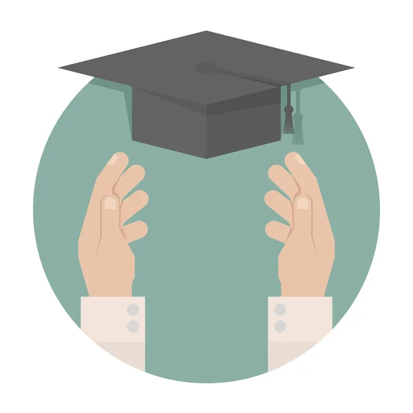 Graduation cap in hand — Stock Vector