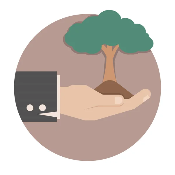 Hände halten einen grünen Baum — Διανυσματικό Αρχείο