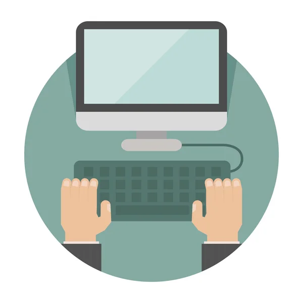 Hand på laptop — Stock vektor
