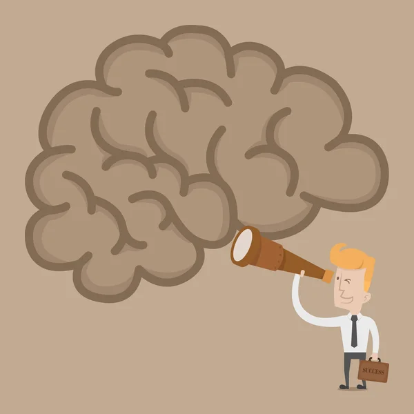 Businessman searching idea brain — Stock Vector