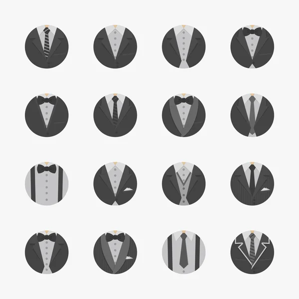 Geschäftsmann Anzug Symbole mit weißem Hintergrund — Stockvektor