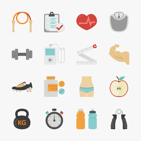 Icônes de fitness et de santé avec fond blanc — Image vectorielle