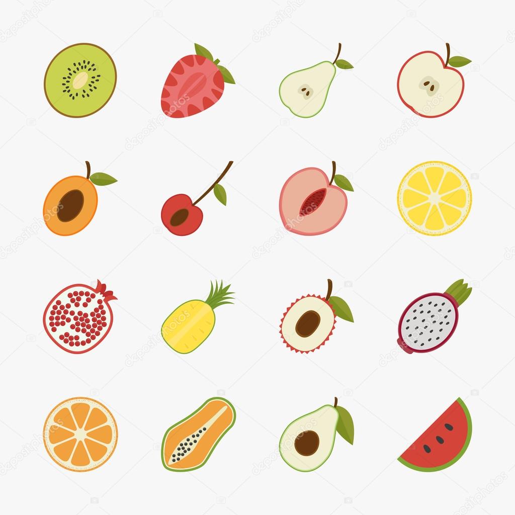Fruit icons with white background