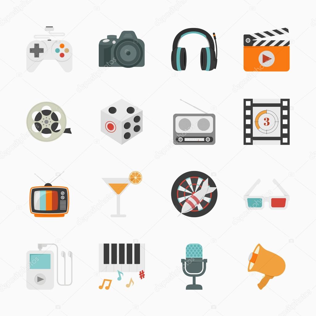 Entertainment Icons with White Background