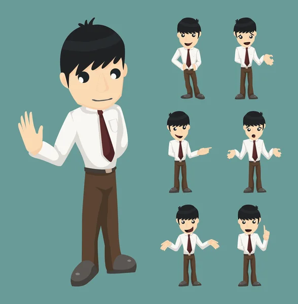 Set of businessman characters poses — Stock Vector
