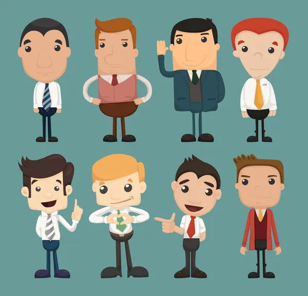 Set of businessman characters poses , office worker — Stock Vector