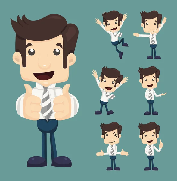 Set of businessman characters poses — Stock Vector