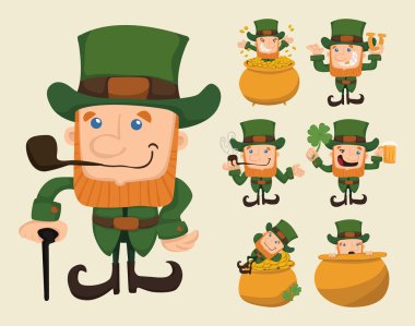 Leprikon karakterler pozlar kümesi